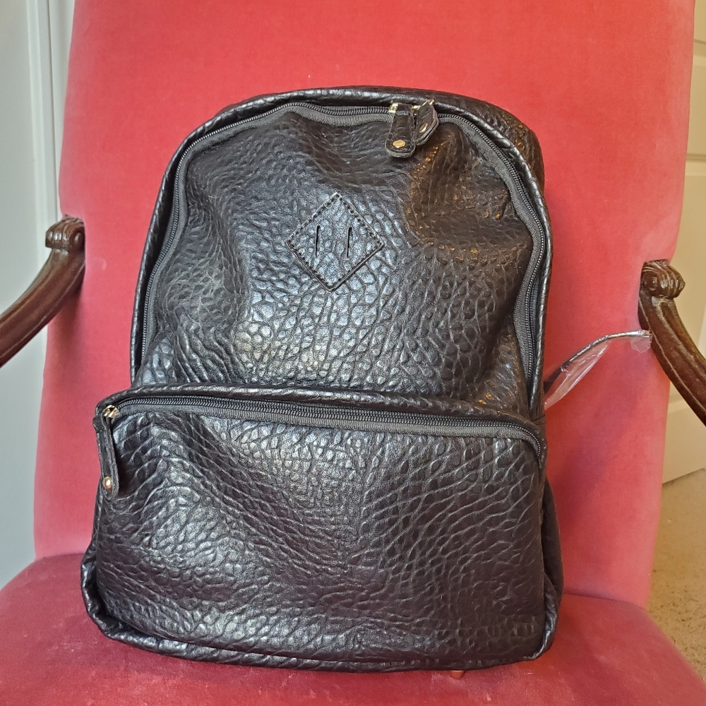 Street level vegan leather backpack travel bag